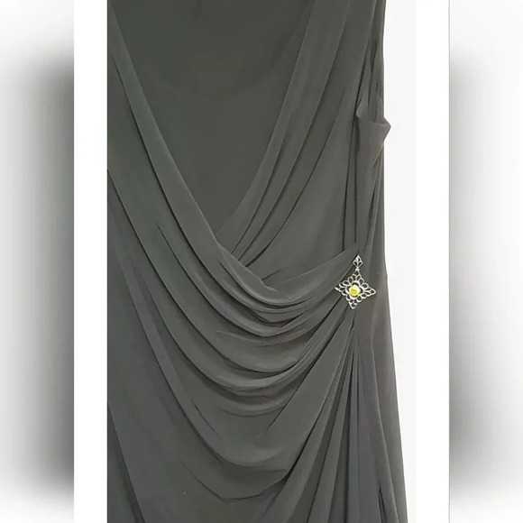 Anne Klein Womens Dress Black A Line Sleeveless Lined Ruched Stretch Size 14 - Picture 3 of 6